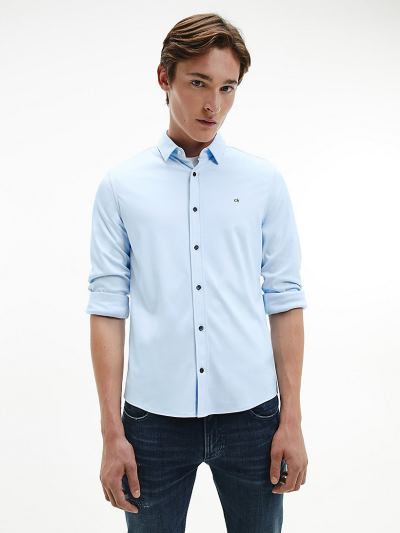 Calvin Klein Ruhák HU359392 | Calvin Klein Slim Jersey Férfi Ing Kék